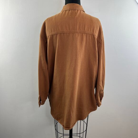 Princess Polly Brown Button-Down Shirt Top Cotton Pockets Long Sleeves Size 6 - Picture 8 of 11